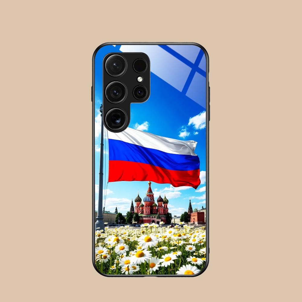 Russia Flag Mobile Cell Phone Case for Samsung Galaxy S26 S25 S24 S23 S22 S21 S20 Note20 Plus FE Ultra Glass Colorful Cover