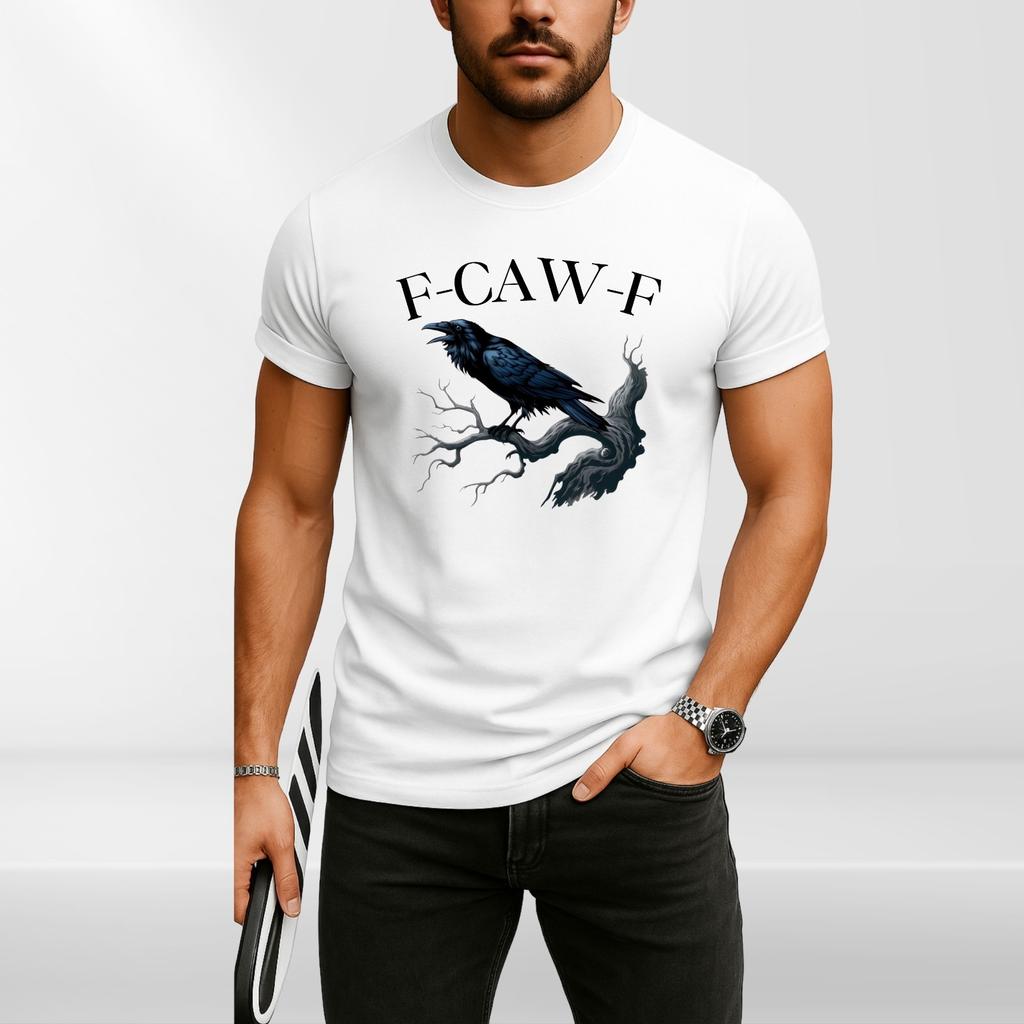 F-CAW-F Raven T-shirt Herr Dam T-shirts Topp, Rolig Gotisk Kråka Skjorta, Sarkastisk Fågel Ordvits T-shirt Herr Dam