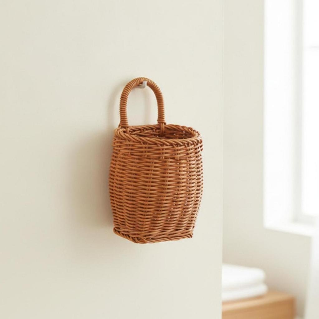 Wall Hanging Basket with Handle Open-Top Storage Container Sturdy for Dorm Rooms