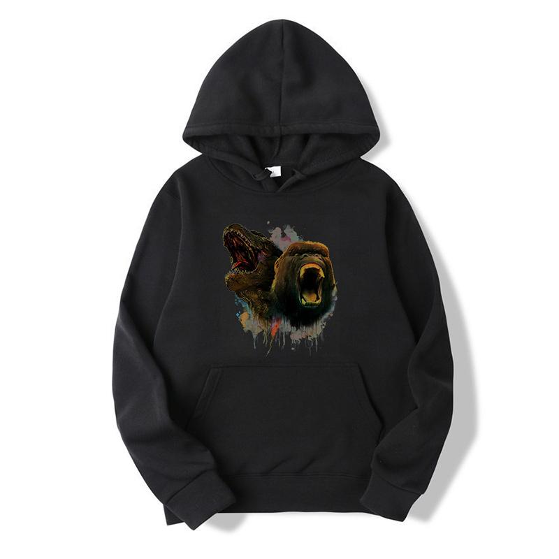 Godzilla Sweatshirt Adult Spring Autumn Hoodie with Hat Women Long Sleeve Clothes Pocket Cool Print Pullover Monster Clothes