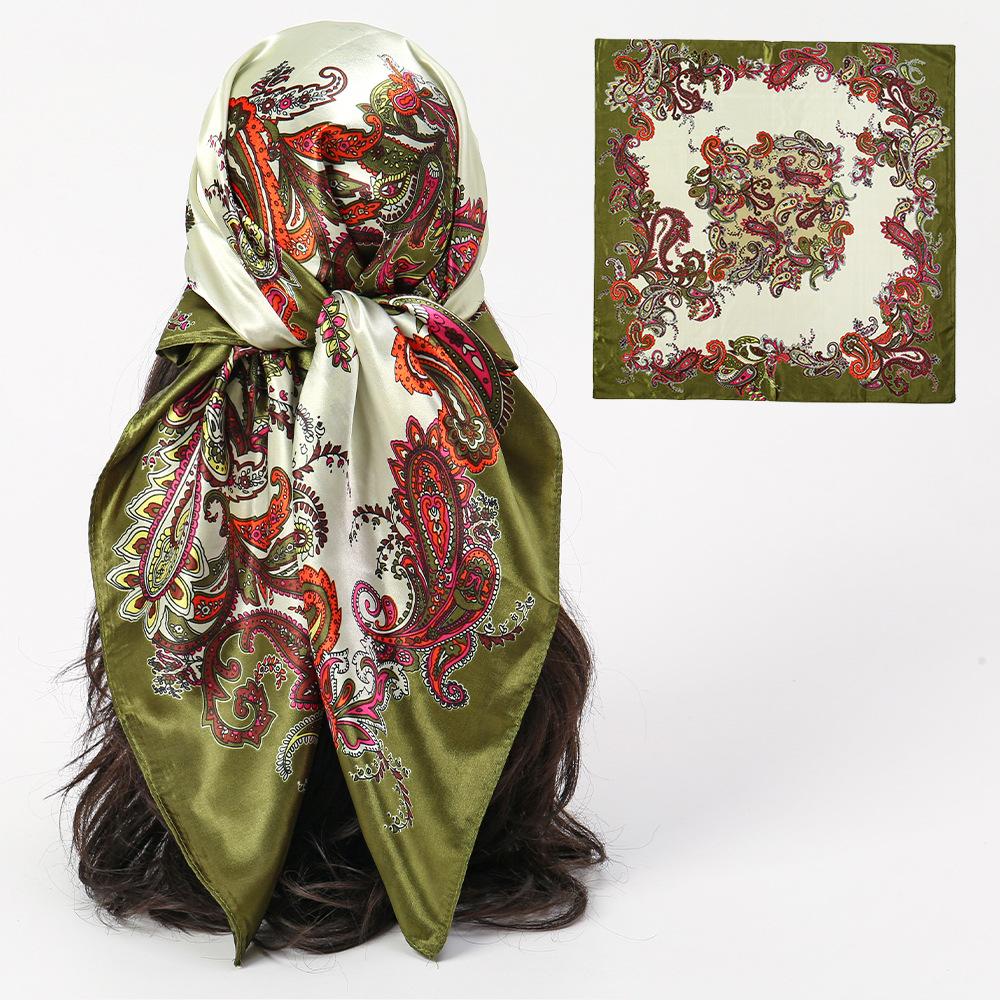 70x70cm Silk Scarf for Women Summer Silk Shawl Print Square Headscarf Bandana Office Ladies Neck Scarf Hair Band Gift Muffler