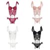 Hollow Mesh Women Lingerie Uniform Passionate Set Bow Lace Corset  Home Travel