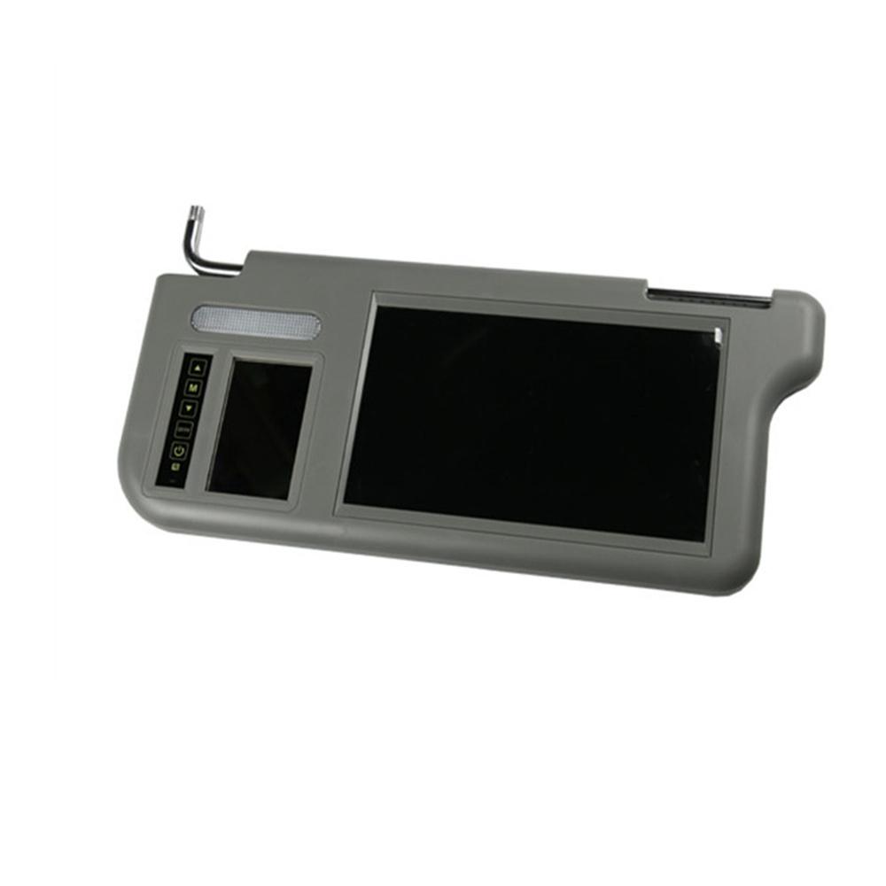 7" Gray Car Left Sun Visor Rear View Mirror Screen LCD Monitor 2 Channel Video