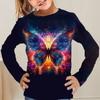 Spring and Autumn Round Neck Butterfly Pattern 3D Printed Top Fashionable Casual Long Sleeved Children's Girl T-shirts