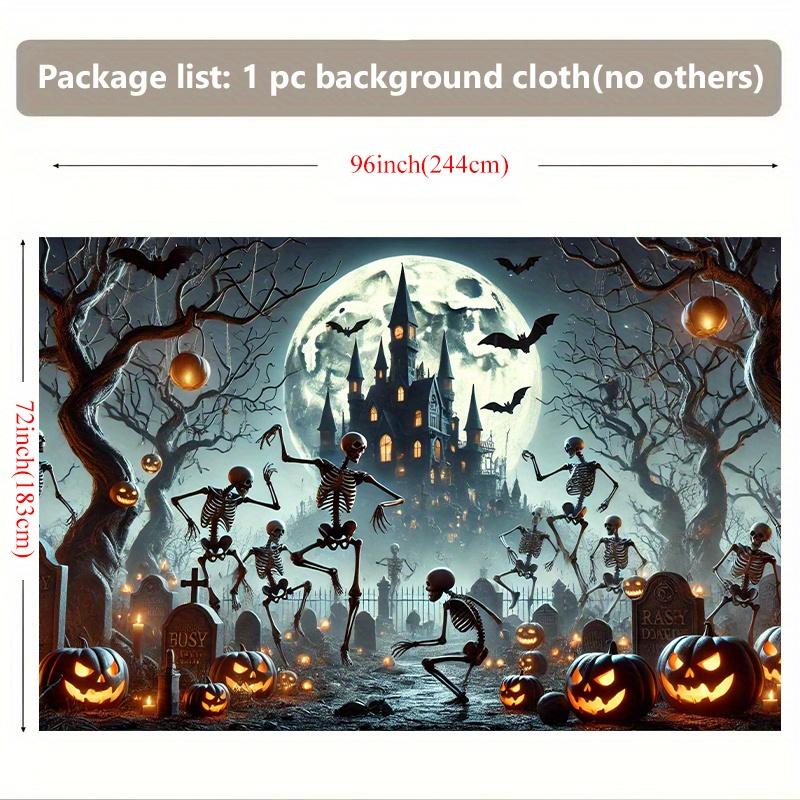 1 piece of 2D flat banner background cloth Halloween skeleton ball party wall decoration cloth suitable for party decoration