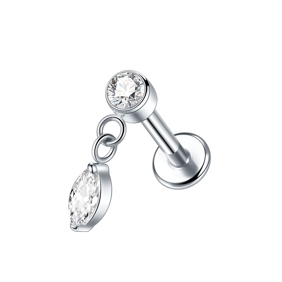 1PC Titanium Zircon Labret Piercings Lip Rings Gold Color CZ Cartilage Helix Lobe Conch Earring Stud Piercings Women Jewelry 16G