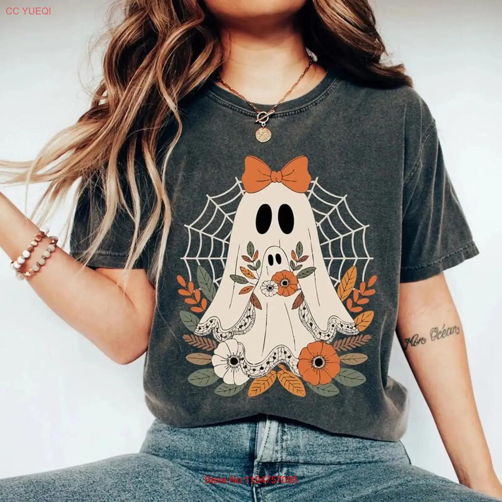 Halloween Ghost T Shirt Cute Unisexs Fall Vintage Comfortable Casual Homme Top For Everyday Wear Soft Versatile