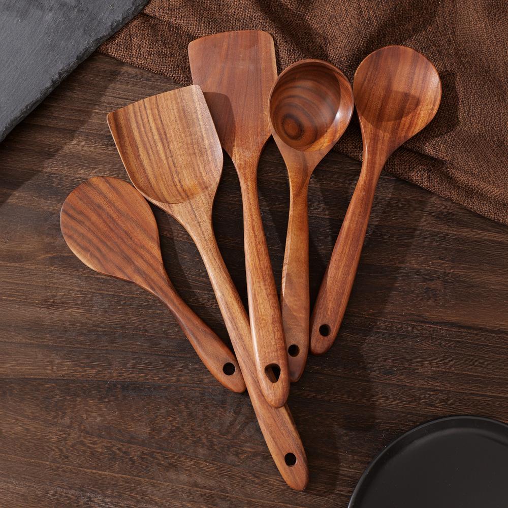 Wooden Spatula Wok Spatula Spoon Wooden Spatula Teak Kitchenware Set Wooden