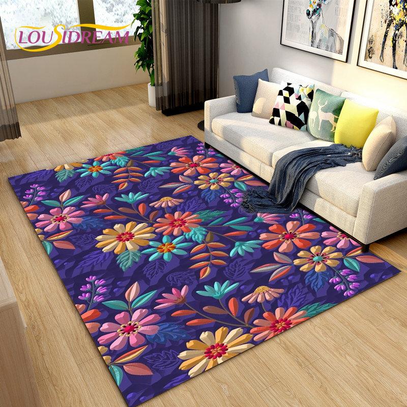 3D Nordic Flower, Daisy Area Rug,Carpet Rug for Living Room Bedroom Sofa Doormat Kitchen Decoration,Kids Play Non-slip Floor Mat