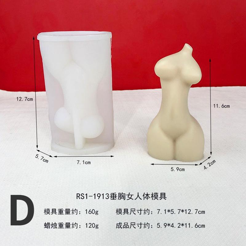 Halvkropp Kvinne Stearinlys Silikonform DIY Enkel Abstrakt Menneskekroppskunst Ornament Resin Silikonform Gipsform Såpeform