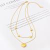 MEY Stainless Steel Gold Color New Heart Pandents Necklaces For Women Double Layer Choker Fashion Gift Jewelry