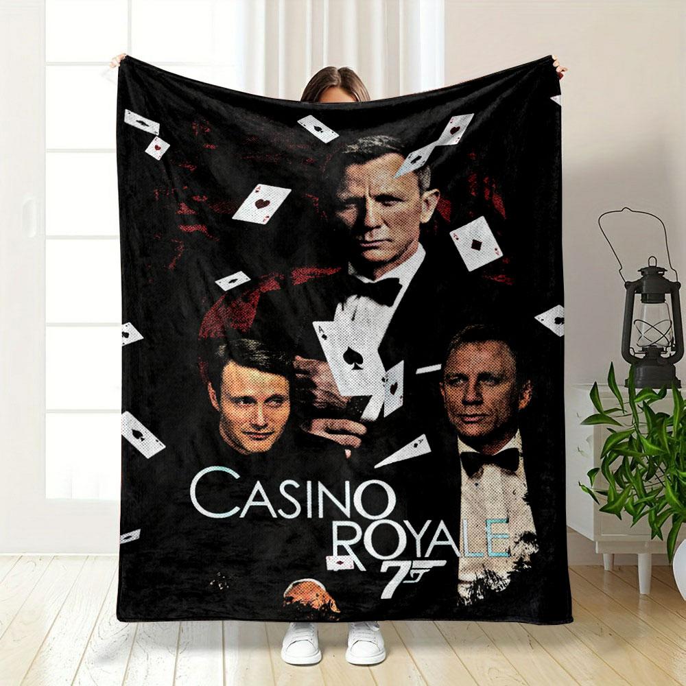 Classic Casino Royale 007 Poster Dark Warm Blanket, Perfect Throw for Living Room and Bedroom, Silky Soft Blanket for Restful Sleep