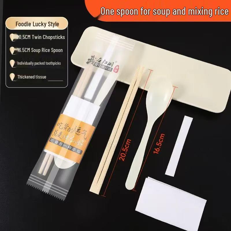 Premium Disposable Chopsticks & Spoon 2-Piece Set | High-Quality, High-End 4-Piece Cutlery Ideal for Commercial Use