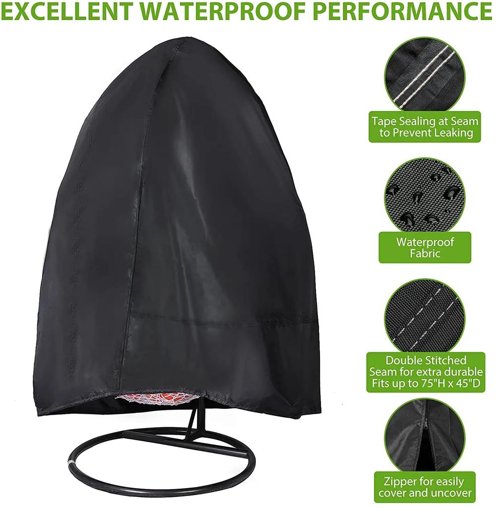 Patio Chair Cover Waterproof Dustproof Swing Chair Covers Egg Shaped Hanging Dust Cover Protector 210D Outdoor Garden Furniture
