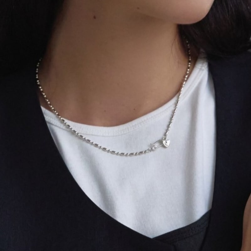 

moi moi Eggball mix chain necklace 42cm