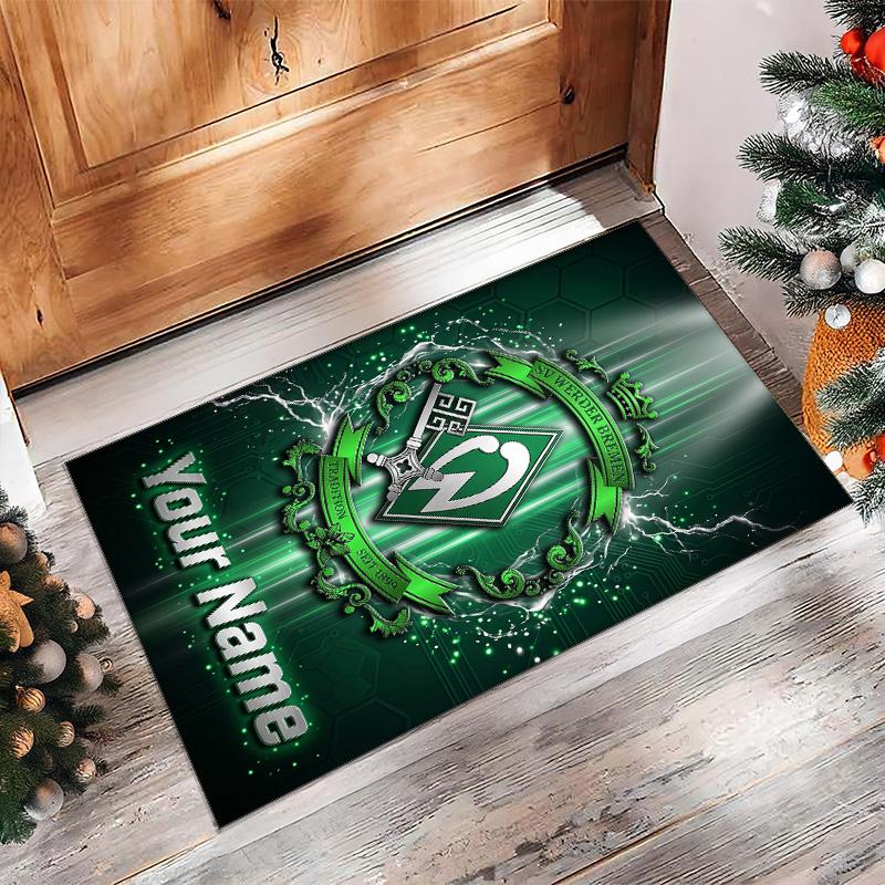 Werder Bremen FC Printed Crystal Velvet Rug Non‑Slip Crystal Velvet Carpet For Sofa Bedroom Indoor Home Decoration
