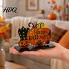 Festive Holiday Desktop Signs Halloween Wooden Tabletop Ornaments Freestanding Solid Wood Letter Signs Decorative Table Centerpiece Thickened
