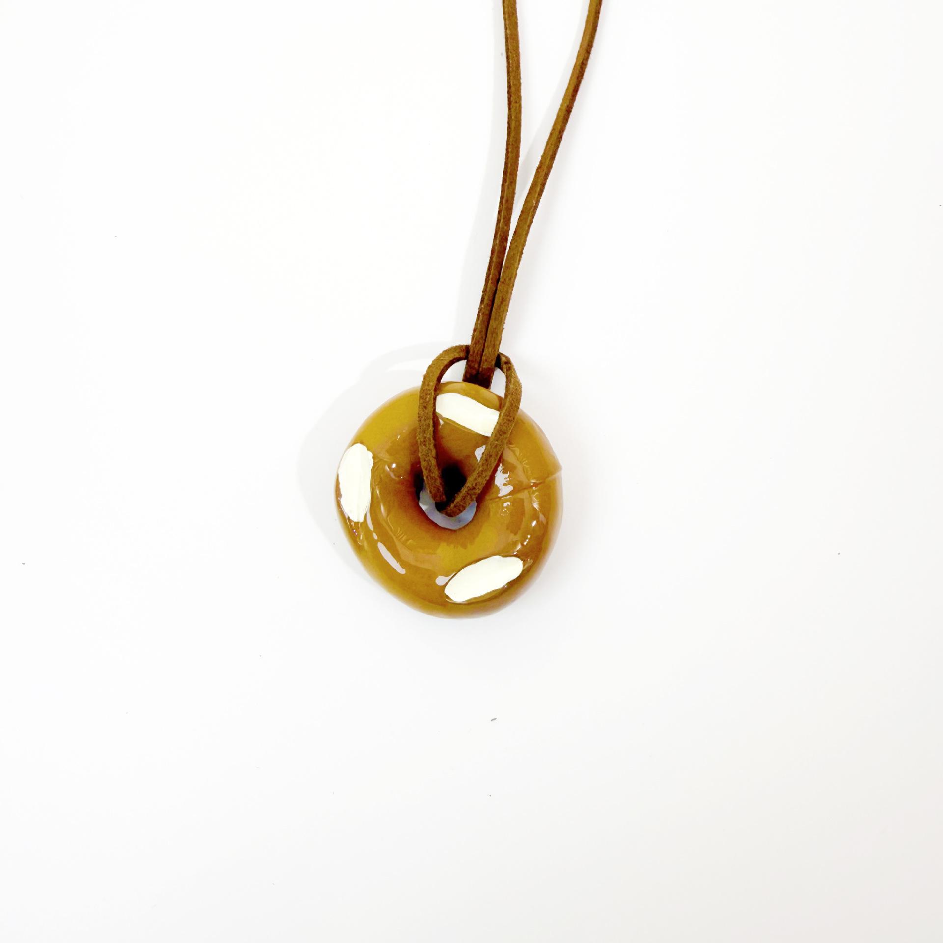 Creative Alkaline Water Bread Pendant Necklace Handmade Bread Food Charm Cute Bread Pendant Decorative Hanging Ornament Jewelry