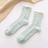 Coral Fleece Socks Women's Autumn and Winter Thickened Twist Half Fleece Socks Adult Home Floor Confinement Plush Sleep Socks