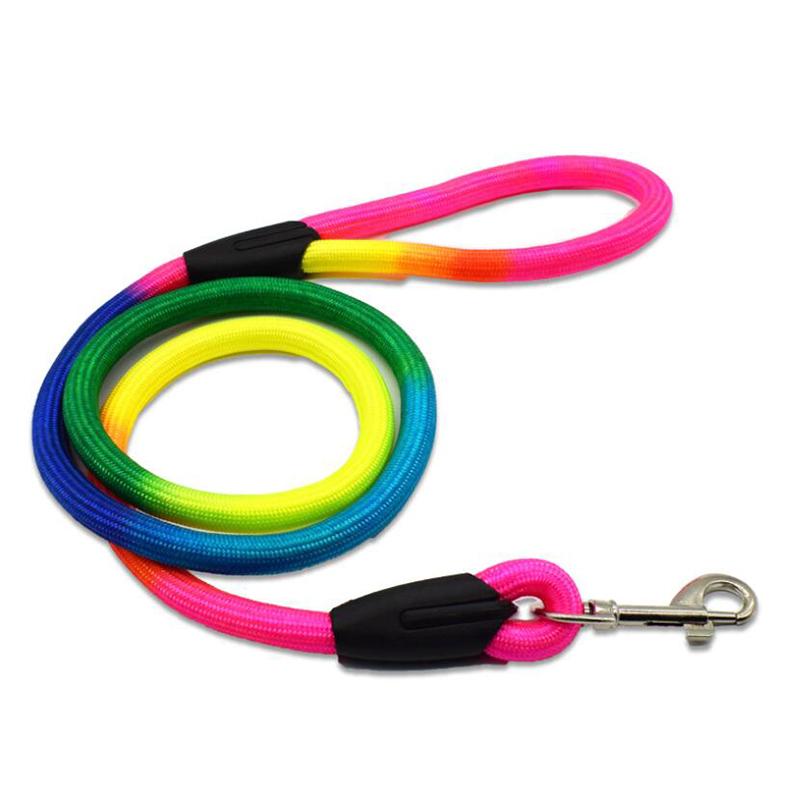 Pet Durable Nylon Rainbow 12m Dog Leash Walking Training Leash Cats Dogs Harness Collar Leashes Strap Belt Rope