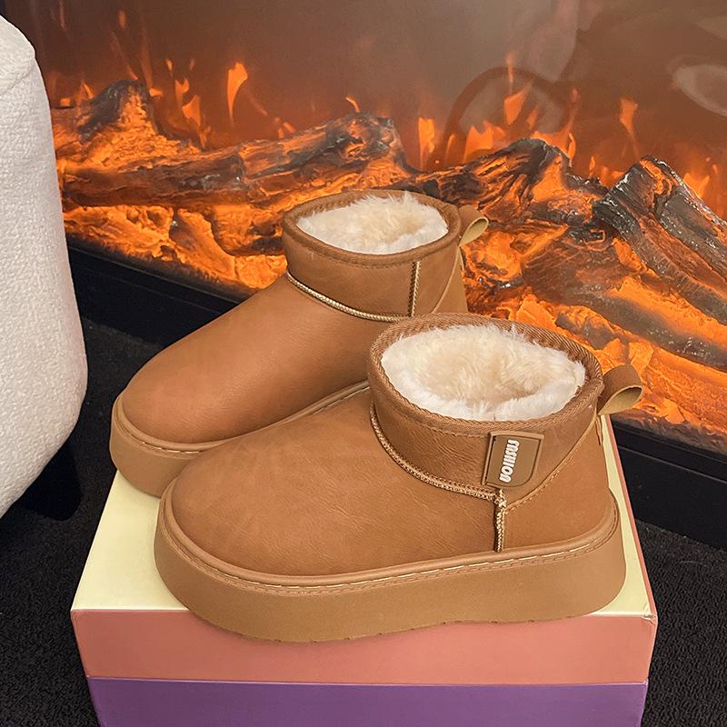 

European and American thick-soled solid-color snow boots for women s 2025 winter new velvet thickened non-slip snow boots Northeast warm cotton shoes 40 малиновий