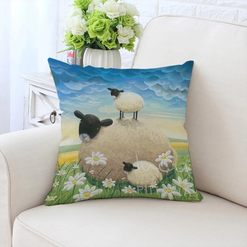 Cute Cartoon Alpaca Pillowcase Car Ornaments Office Living Room Sofa Home Pillowcase