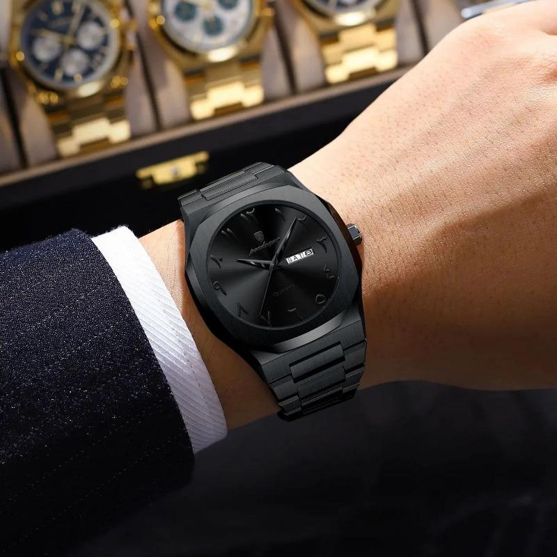 POEDAGAR Watch for Men Waterproof Luxury Week Calendar Wristwatch Quartz Stainless Steel Fashion Watches Male