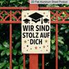 2D Flat 8x12 Inch Rustic Aluminium Metal Tin Sign - 2026 Graduation Wall Art with German Quote "Wir Sind Stolz Auf Dich" (We Are Proud of You