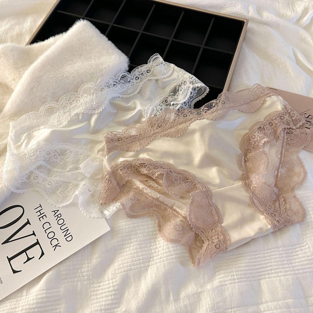 Słodkie i Pożądane Damskie Letnie Koronkowe Bawełniane Majtki z Niskim Stanem Oddychające