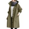 Jacket For Women Casual Plus Size Coat Solid Color Mid Length Windbreaker Single Breasted Long Sleeved Jacket