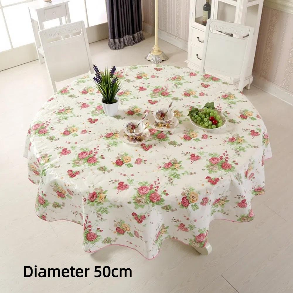 New 150cm Cushion Waterproof Round Flower Tablecloth Washable Oil Resistant Tea Cloth Hotel Restaurant