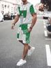 Plus Size Men 3D Print Round Neck T-Shirt Drawstring Shorts Set
