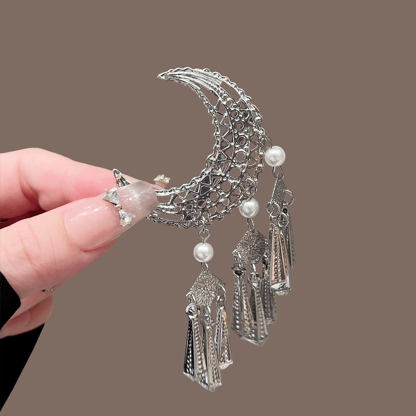 

Ефірна шпилька для волосся з китицями у формі півмісяця - Жіночий етнічний аксесуар та аксесуар для ханьфу