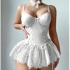 European & American Lace Mesh Bandage Splicing Slimming Nightdress Lingerie Set