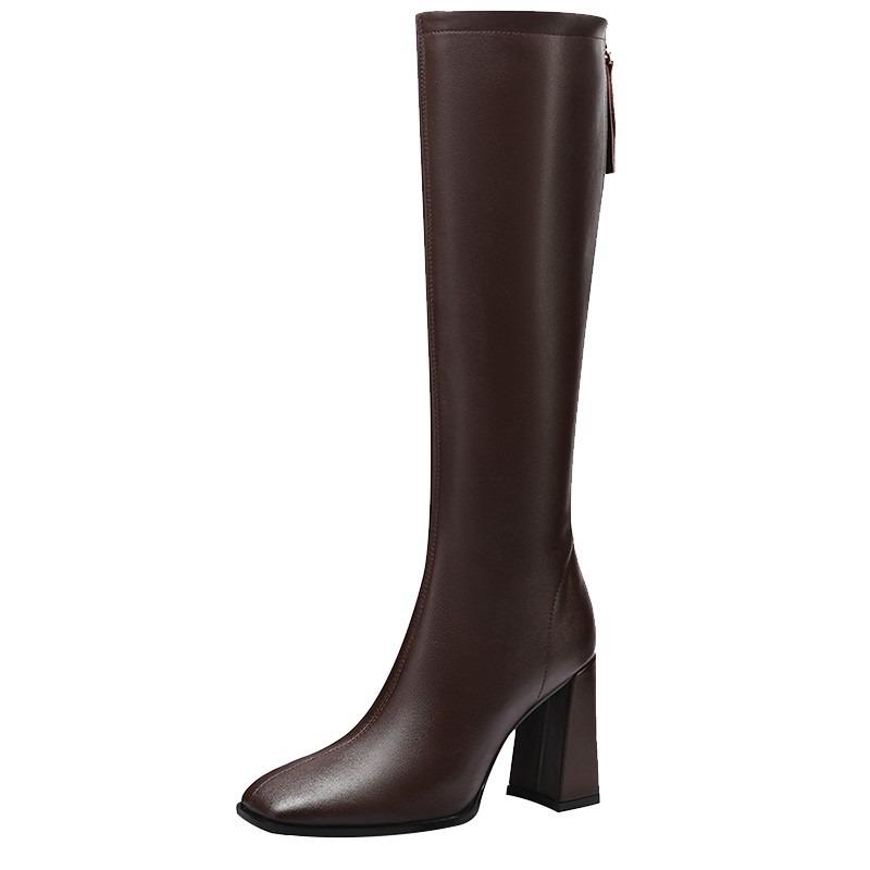 Stivali Sottili al Ginocchio da Donna 2026 Autunno e Inverno Nuovi Stivali alla Moda con Tacco Alto Piccola Versatili Tacco Largo