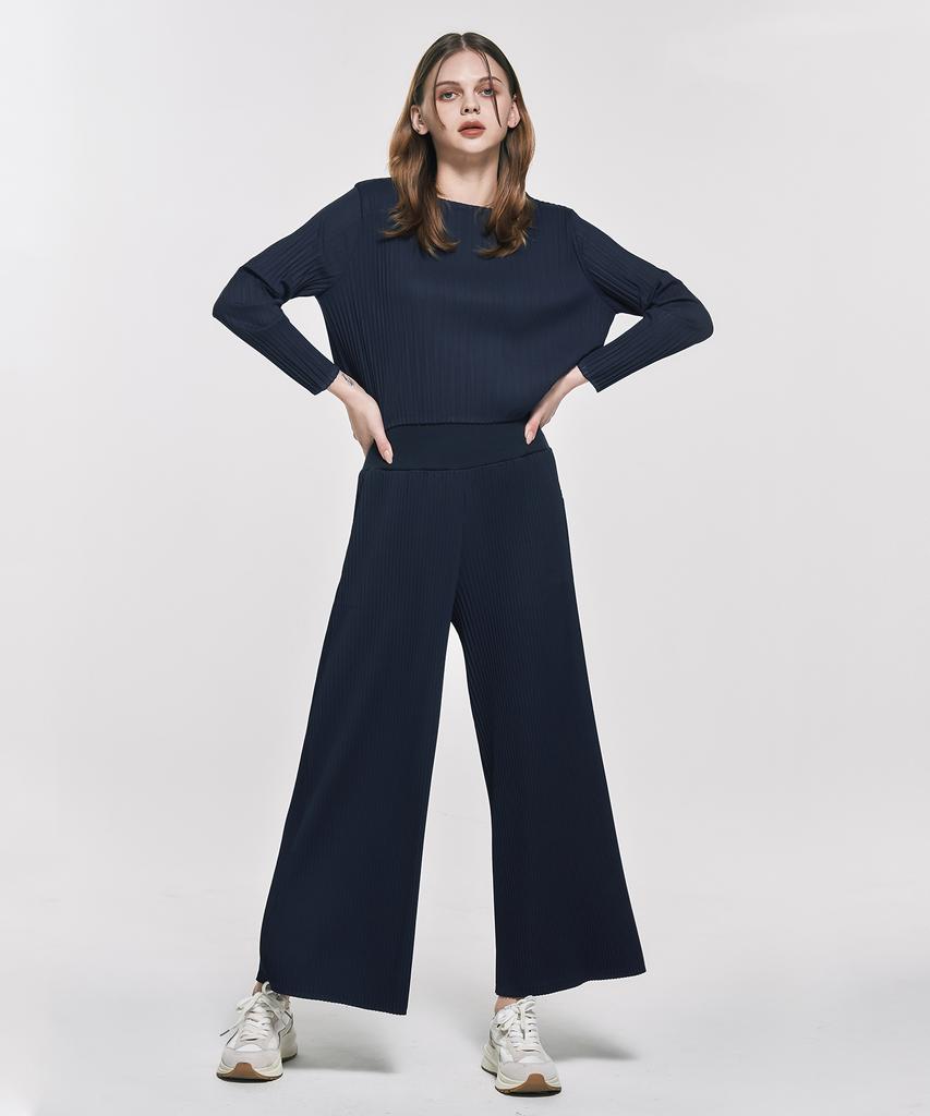 Waiowai Wide Elastic Straight Pleated Pants_Beige