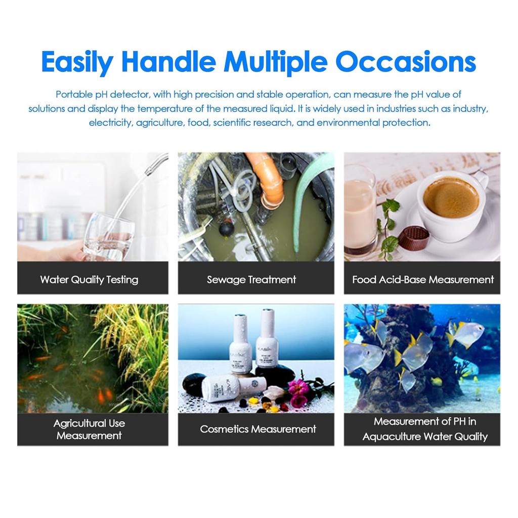 Digital PH Meter Professional Temperature Meter Portable Water Quality Tester Acidimeter PH818 0-14 Measurement for Food Sourdough Starter and Dough