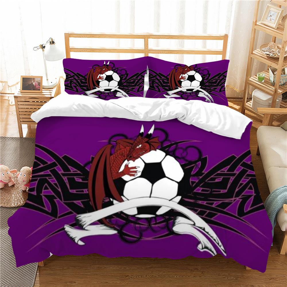 

Комплект постельного белья, 3D футбольные комплекты постельного белья, футбольный принт, модный полиэстер, домашний декор, пододеяльник из микрофибры EU Single 135x200cm