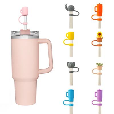 10mm Straw Straw Tips Covers Good Sealing Snail Grass Elephant Cactus Straw Topper Silicon Dust-Proof Straw Tips Lids