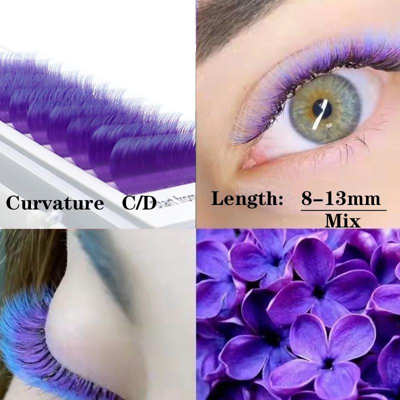 (Angebot) Gemischte farbige einzelne gepfropfte falsche Wimpern, natürliche Verlängerung, Augen-Make-up, dramatische Wimpern.