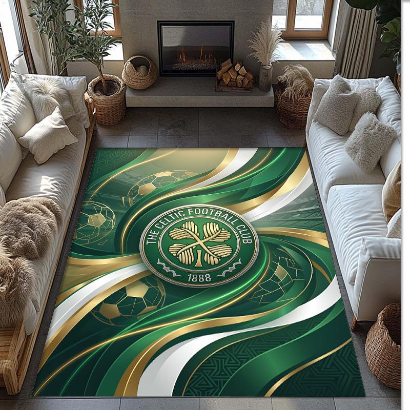 Tappeto Morbido Antiscivolo per Interni con Motivo Calcio Celtic FC, Tappetino Decorativo Sportivo per Camera da Letto