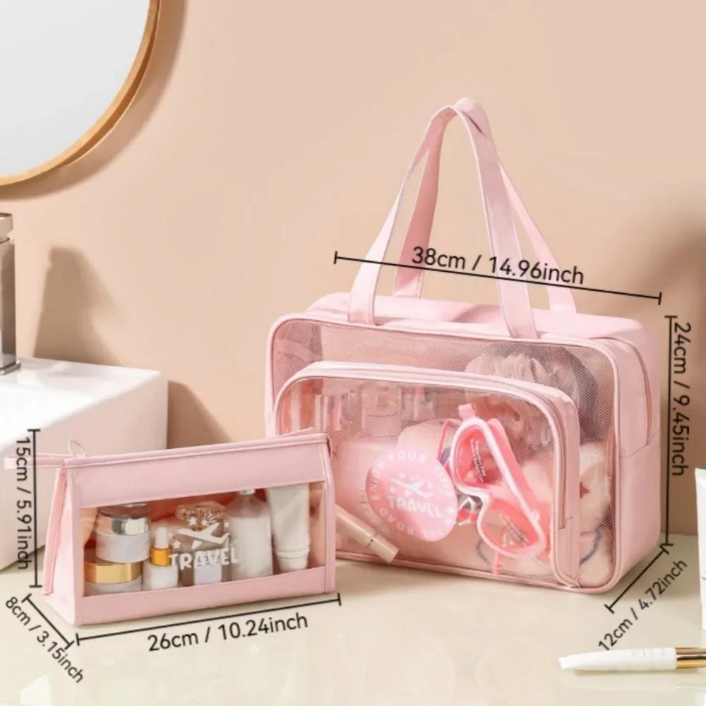 Beach Bag Portable Transparent Clothes Makeup Pouch Shopping Handbag Large Picnic Basket Travel Organizer Travel Essentials