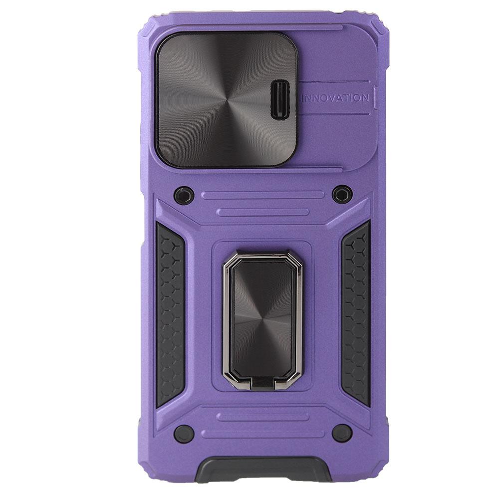 Armored Case for Xiaomi Redmi Note 13 5G, CamShield Slide, Purple + 9H Tempered Glass