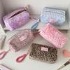 Fuzzy Leopardenmuster Make-up Koffer Große Kapazität Make-up Tasche für Mädchen Weiches Plüsch Damen Kosmetiktasche Stil Organizer Taschen