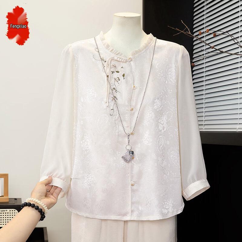 Women s Elegant Floral New Chinese Style Blouse XL