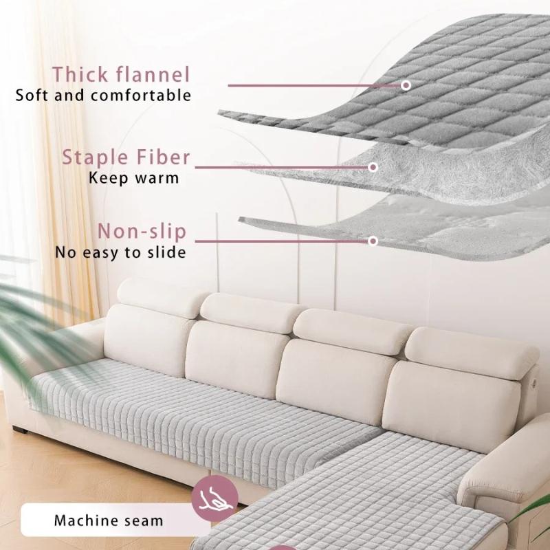 L-Shaped Corner Flannel Sofa Cover Universal Living Room Sofa Cover