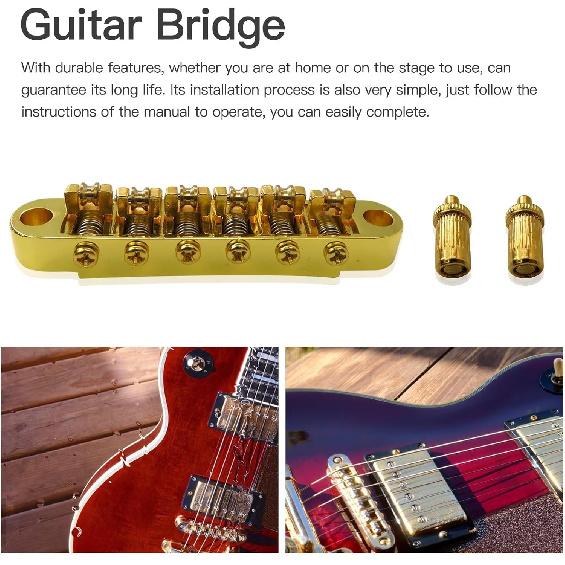 Gold Tune-O-Matic Bridge with Roller 6-Saddles for Epiphone Guitars