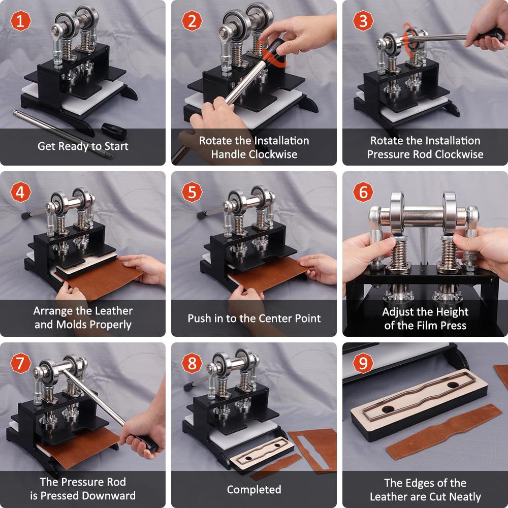 1set DIY leather punch die-cutting machine, manual hand press stamping mold tool, DIY handmade leathercraft pressing machine