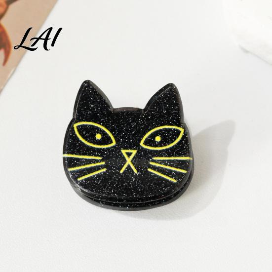 Black Cat Spider Witch Hat Accessories Halloween Cartoon Hair Clips for Women Girls Acrylic Glitter Pumpkin/Ghost/Bat/Cat Small Holiday Gifts