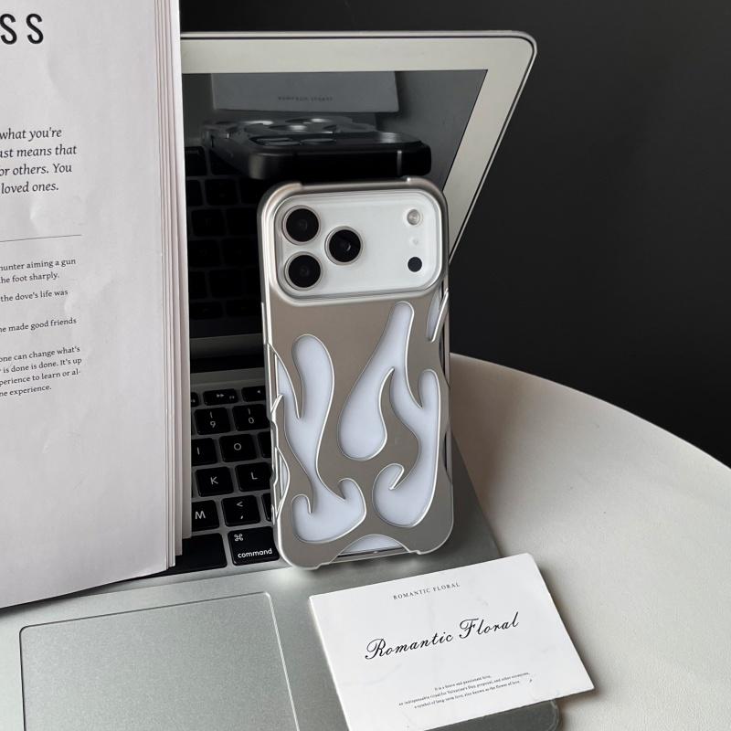 For For Iphone 17 16 Pro Max Cases for For Iphone 11 12 13 14 1 Plus Air Cover Plating Hollow Flame Pattern Silicone Shockproof Coque